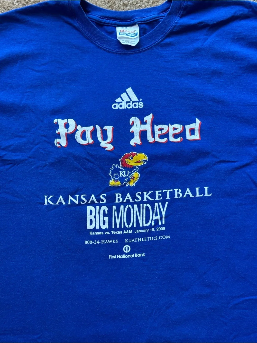 Vintage Y2K Adidas Kansas Jayhawks Big Monday Tee XL
